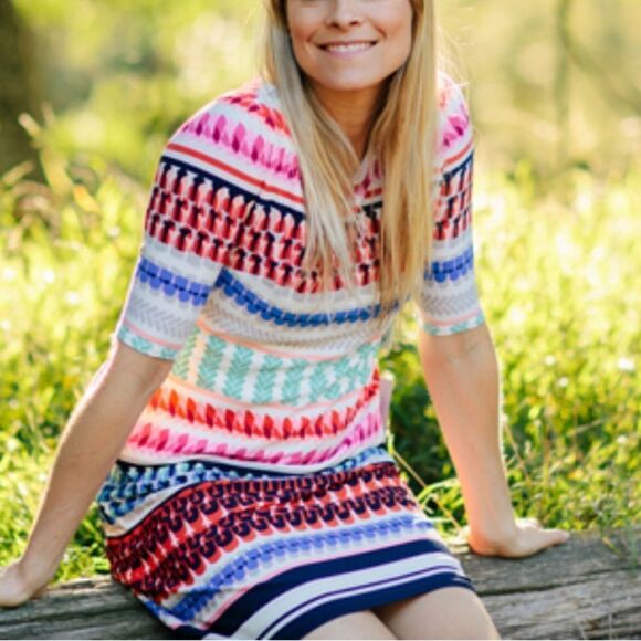 Eliza J Striped Stretch Shift Dress - Picture 3 of 9